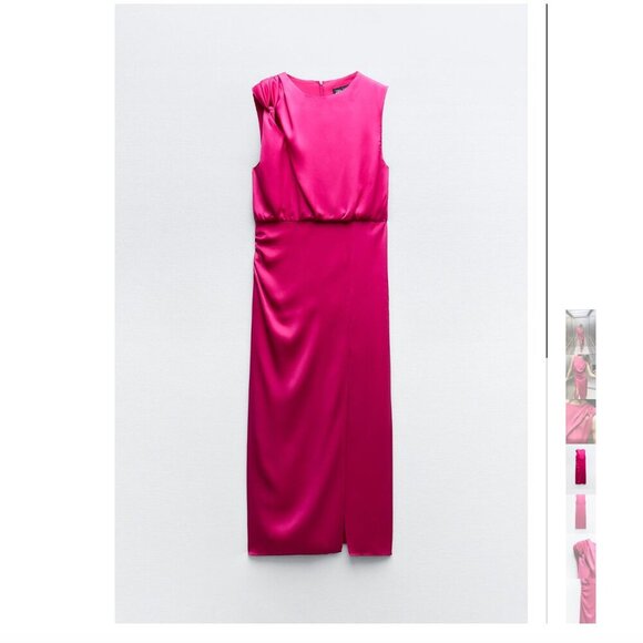ZARA KNOTTED SHOULDER SATIN EFFECT DRESS Size S NEW WITH TAG! - Picture 9 of 9